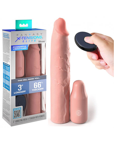 Funda Extensión 23cm Vibración Mega X-Tension with Remote Light Pipedream