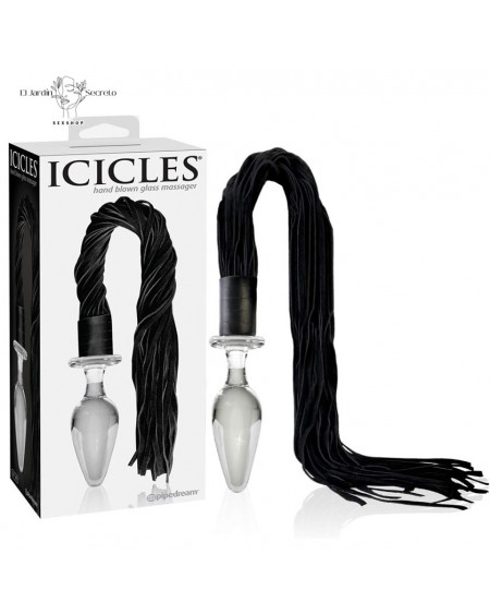 Plug Anal de cristal 15cm Icicles 49 Clear/Black Pipedream