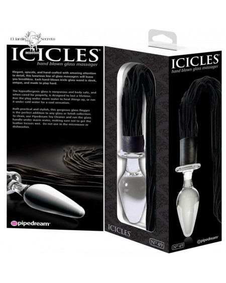 Plug Anal de cristal 15cm Icicles 49 Clear/Black Pipedream