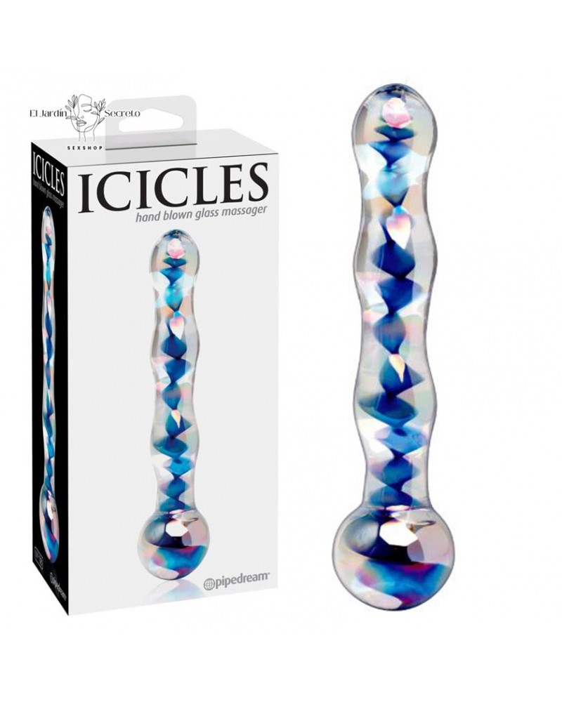 Dildo Azul de Cristal 18cm Punto G Dildo Icicles 12 Pipedream