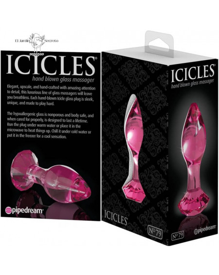 Plug Anal de cristal 10cm Plug Rosa Icicles 79 Pipedream