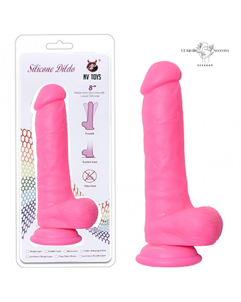 Dildo Realista 20cm Neon Rosa Silicone Dildo NV Toys
