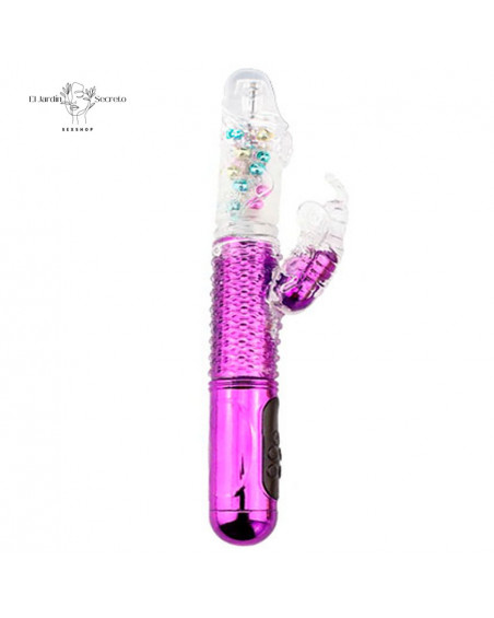 Vibrador 28cm Clitoris Punto G retractil giratorio Rainbow Butterfly