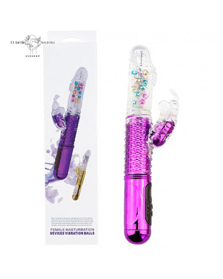 Vibrador 28cm Clitoris Punto G retractil giratorio Rainbow Butterfly