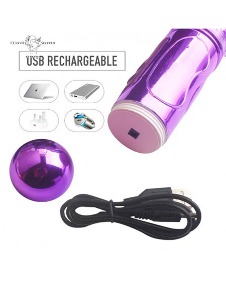 Vibrador 28cm Clitoris Punto G retractil giratorio Rainbow Butterfly