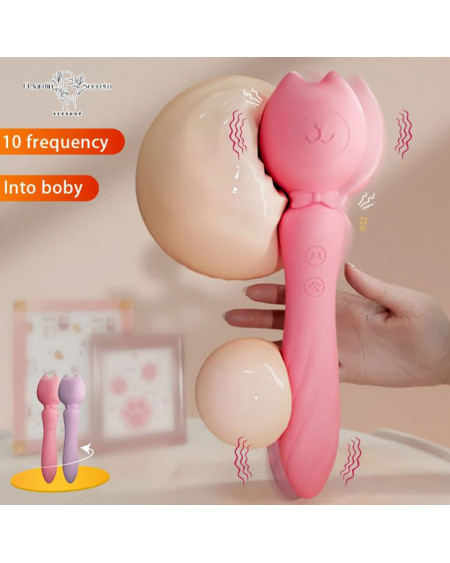 Vibrador 21cm Gatito con Cabeza Flexible punto G y Clítoris