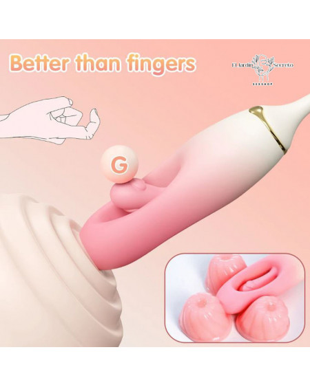 Vibrador Punto G Efecto de Digitación Palmada Flapping Silicon Rosa