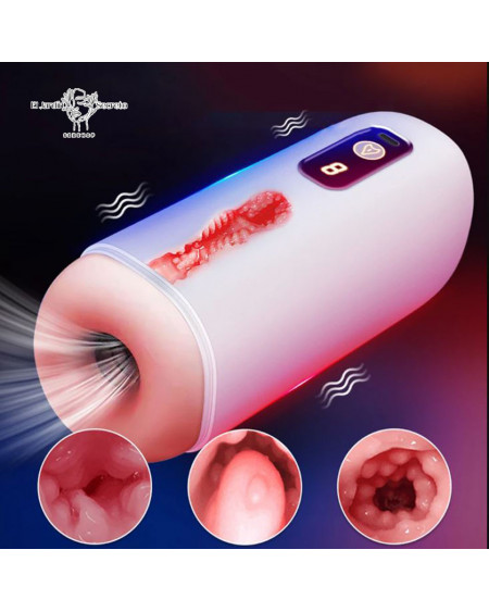 Masturbador para pene con Vibrador y Voz Succión Vibrador Recargable