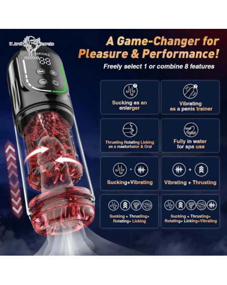 Masturbador para pene con Succión Vibración y Rotación