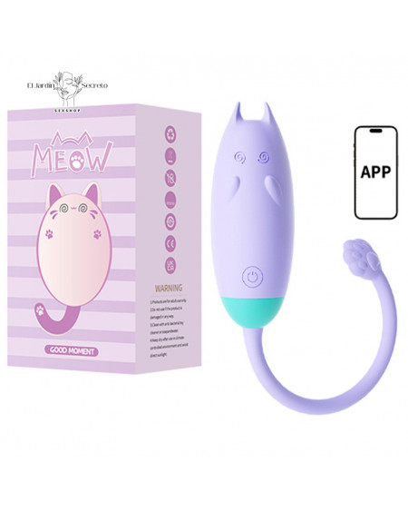 Vibrador 20cm Gatito Punto G Kawaii Clítoris APP Meow Vibe Purple Lilo