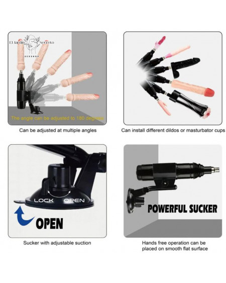 Sex Machine Maquina Sexual automática Roja con 4 Dildos