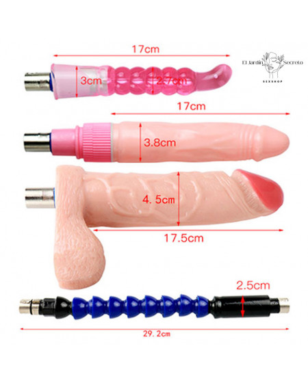 Sex Machine Maquina Sexual automática Roja con 4 Dildos