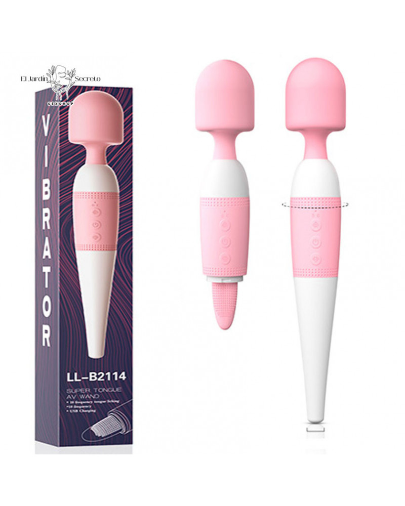 Vibrador Cabeza Flexible y Lengua para clítoris Tongue Sex AV Stick Pink