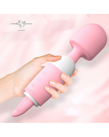 Vibrador Cabeza Flexible y Lengua para clítoris Tongue Sex AV Stick Pink