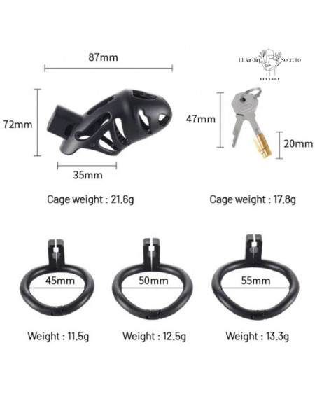 Jaula Para Pene BDSM 8cm Cinturón de castidad Negro Sado