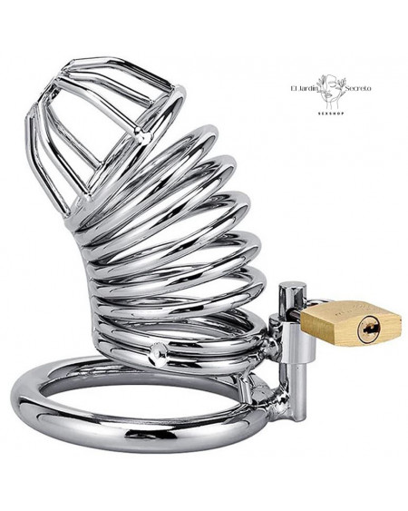 aula Para Pene BDSM Resorte 7cm Metal Cinturón de castidad