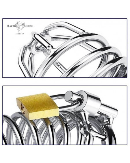 Jaula Para Pene BDSM Resorte 7cm Metal Cinturón de castidad