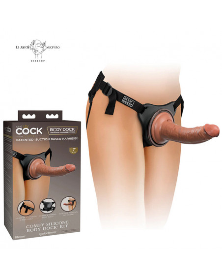 Arnés Strap On Dama con dildo solido de 17cm Body Dock Kit Pipedream