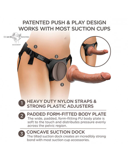 Arnés Strap On Dama con dildo solido de 17cm Body Dock Kit Pipedream
