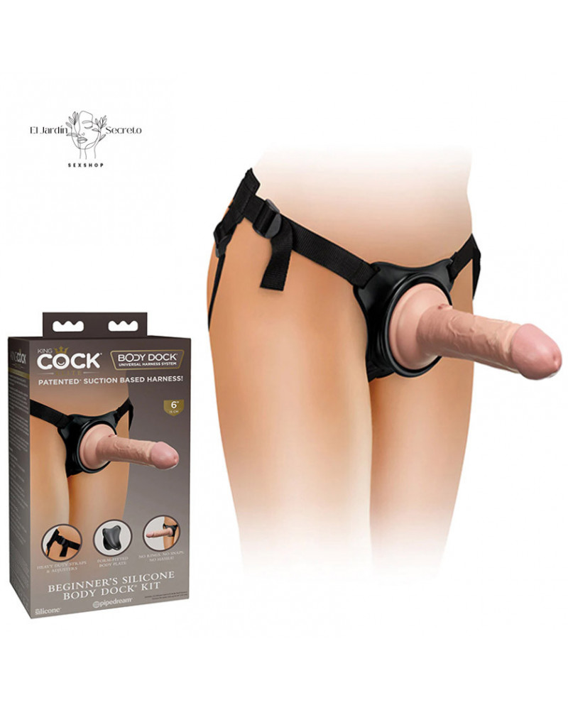 Arnés Strap On Dama con dildo solido de 15cm Body Dock Kit Pipedream