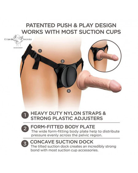 Arnés Strap On Dama con dildo solido de 15cm Body Dock Kit Pipedream