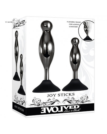 Kit 2 Plug Anal Metálico base de succión Joy Sticks Evolved