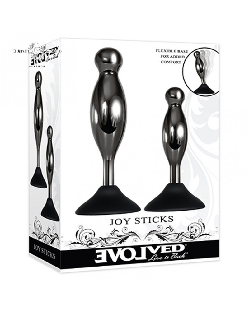 Kit 2 Plug Anal Metálico base de succión Joy Sticks Evolved