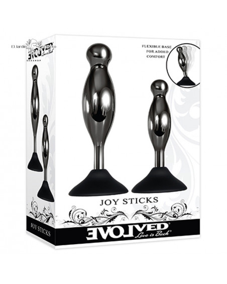 Kit 2 Plug Anal Metálico base de succión Joy Sticks Evolved