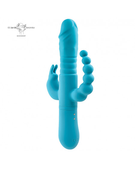 Vibrador 25cm Triple Clítoris Punto G Anal Thrusting Triple Joy Rabbit