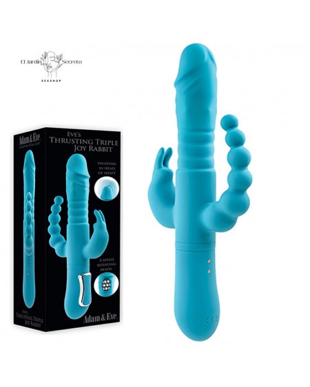 Vibrador 25cm Triple Clítoris Punto G Anal Thrusting Triple Joy Rabbit