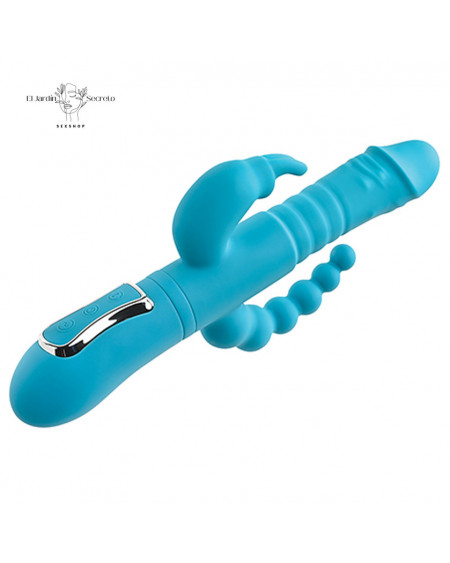 Vibrador 25cm Triple Clítoris Punto G Anal Thrusting Triple Joy Rabbit