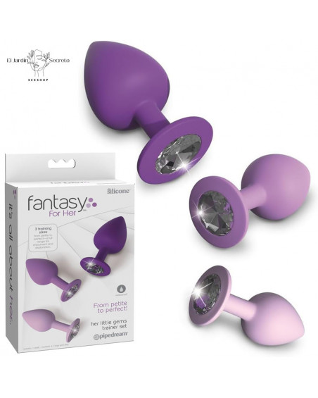 Kit 3 Plug Anal Silicon Base de Diamante Her Little Gems Trainer Set Pipedream