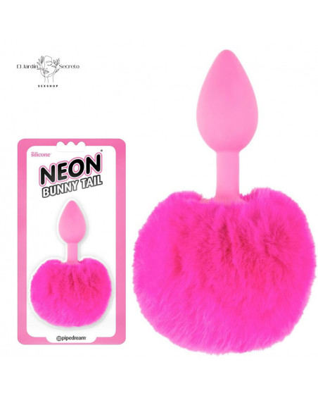 Plug Anal 12 cm colita de conejo Neon Bunny Tail Pink Pipedream