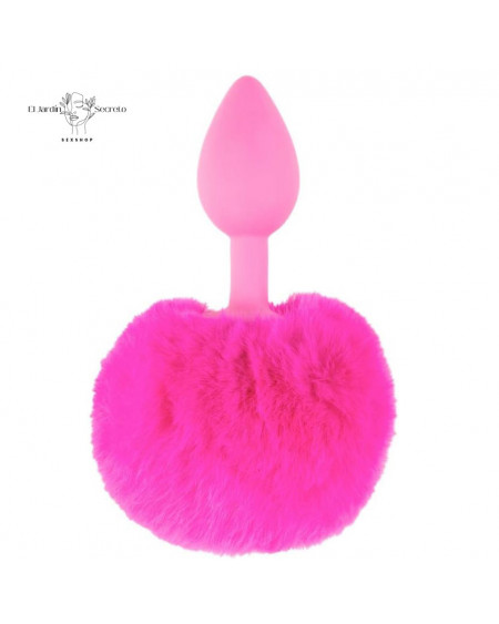Plug Anal 12 cm colita de conejo Neon Bunny Tail Pink Pipedream