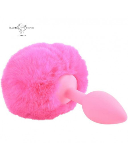 Plug Anal 12 cm colita de conejo Neon Bunny Tail Pink Pipedream