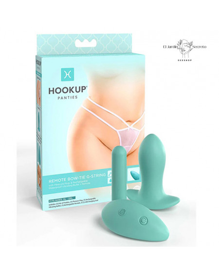 Tanga con Plug Anal Vibración XL - XXL Hookup Remote Bow Tie G String