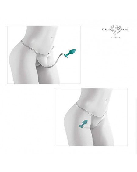 Tanga con Plug Anal Vibración XL - XXL Hookup Remote Bow Tie G String