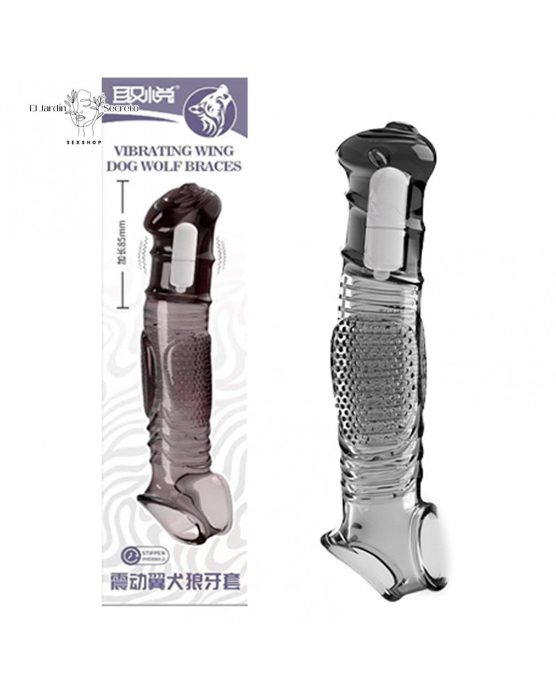 Funda Extensión 22cm vibrador para tu pene Winged Dog Wolf