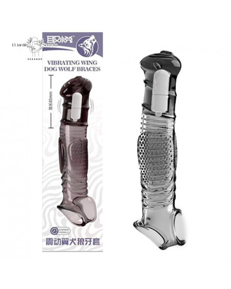 Funda Extensión 22cm vibrador para tu pene Winged Dog Wolf