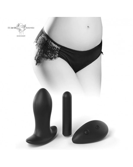 Pantys Negra Plug Anal Vibración Talla S-L Hookup Princess Panty