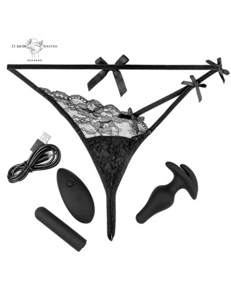 Bikini Plug Anal con Vibrador anal XL-XXL Hookup Remote Bowtie