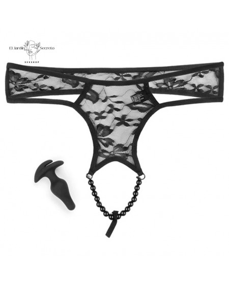 Tanga con Plug Anal y Perlas de placer S-L Pleasure Pearls Pipedream
