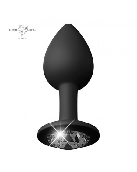 Tanga Negra con Plug Anal Diamante S-L Crotchless Secret Gem Pipedream