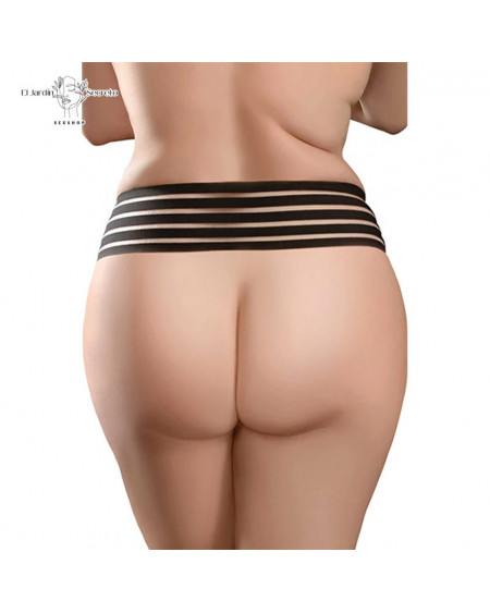 Panty Negra con Plug Anal Hookup XL-XXL Crotchless Love Garter