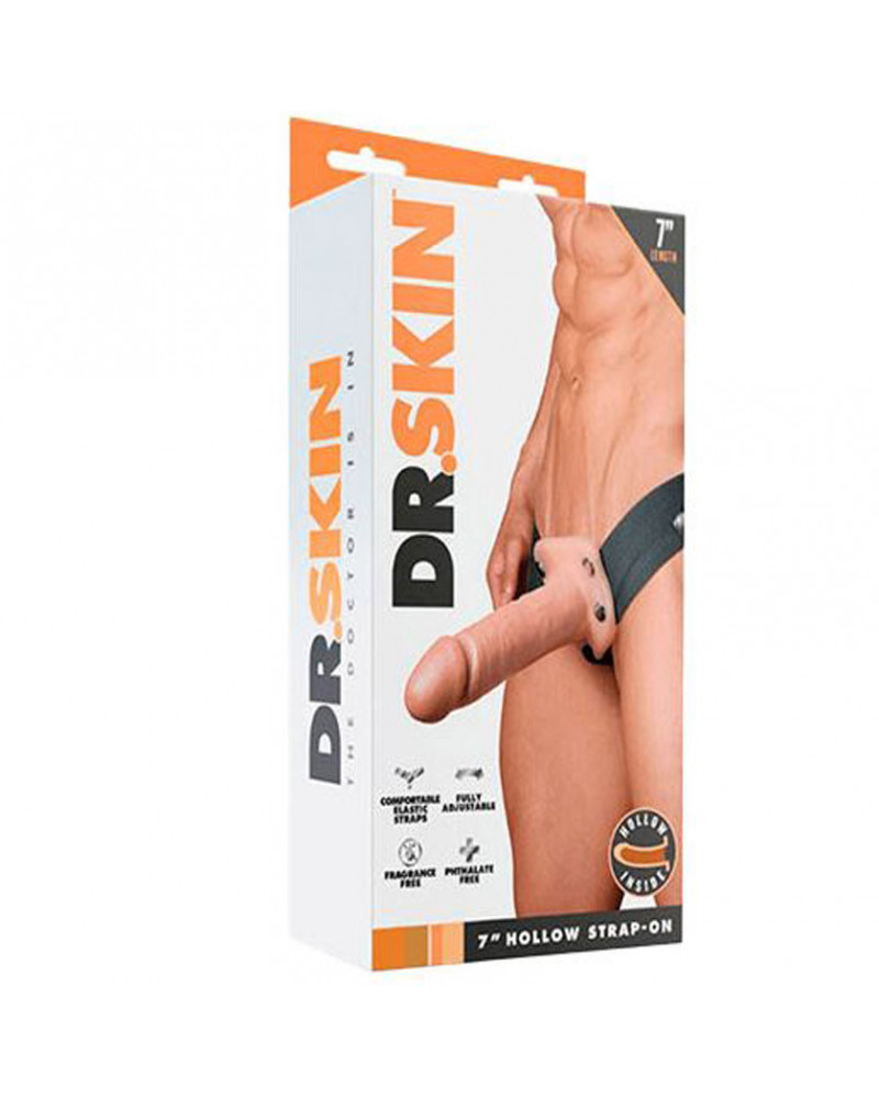 Arnés Strap On Para Hombre Dildo Hueco 19cm Dr Skin 7 Hollow Strap On Blush