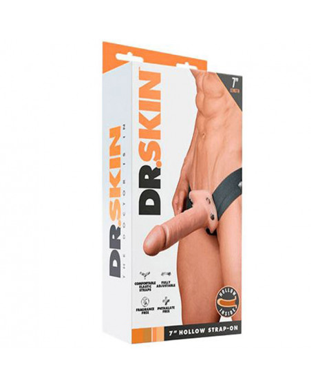 Arnés Strap On Para Hombre Dildo Hueco 19cm Dr Skin 7 Hollow Strap On Blush