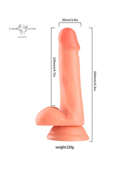 Dildo 16cm Recto Liso Realista Base de Succión Anal Punto G Lance Cock