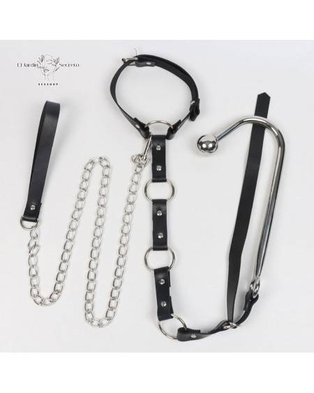 Arnés para Espalda Gancho Anal correa y collar BDSM Fetiche