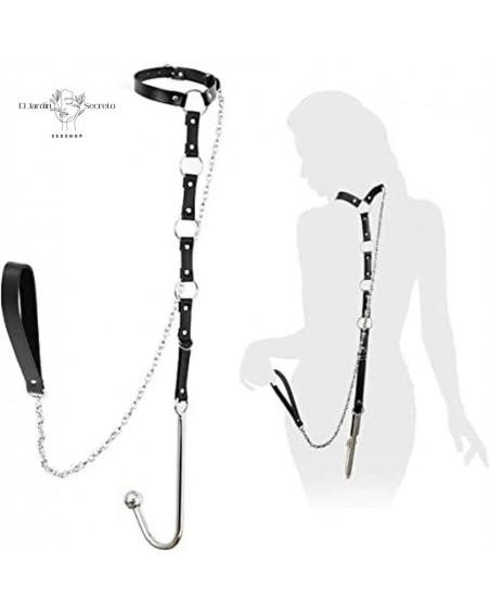 Arnés para Espalda Gancho Anal correa y collar BDSM Fetiche