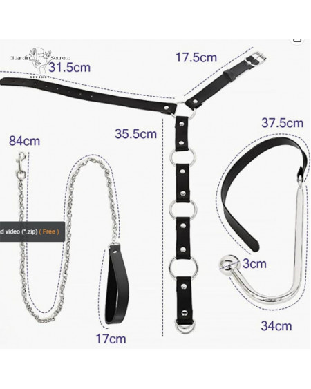 Arnés para Espalda Gancho Anal correa y collar BDSM Fetiche